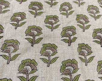 58" inches Hand Block Printed Linen Fabric , Home Decor Best Linen Fabric for decor, pillows ,upholstery, curtain