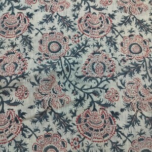 JARDIN JAPONAIS//Tissu imprimé main, lin indien, tissu imprimé bloc, tissu d'impression floral de créateur, tissu d'ameublement,
