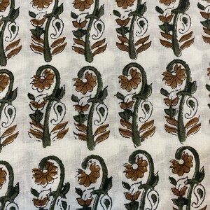 Beautiful Hand Block Printed Fabric, Cotton Fabric, Indian Fabric, fabric by yard, Block Printed Cotton womens clothing