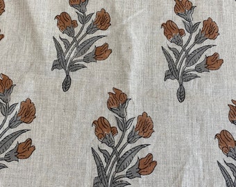Tela de lino estampada con bloques de mano de 58 "pulgadas, decoración del hogar, la mejor tela de lino para decoración, almohadas, tapicería, cortinas