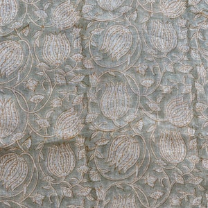 58&quot; inches Indian Hand Block Print Fabric, Indian Linen Fabric, Block Print Fabric, Designer Floral Printing Fabric, Upholstery fabric,