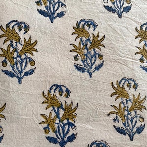 Green blue Flower Print Cotton Fabric, Sewing  Fabric, Dressmaking banyans Fabric, Indian Fabric By The Yard,Craft Fabric, Upholstery Fabric
