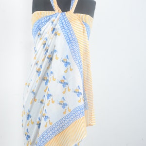 Block Print Scarves, Indian Cotton Sarong, Decorative Handmade Cotton, Beach Pareo, Printed Sarong, Organic cotton sarong, natural colour