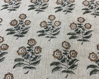 DINESH// Indian Hand Block Print Fabric, Indian Linen Fabric, Block Print Fabric, Designer Floral Printing Fabric, Upholstery fabric,