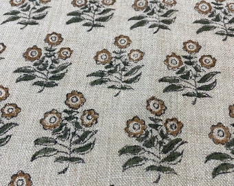 58" inches Indian Hand Block Print Fabric, Indian Linen Fabric, Block Print Fabric, Designer Floral Printing Fabric, Upholstery fabric,