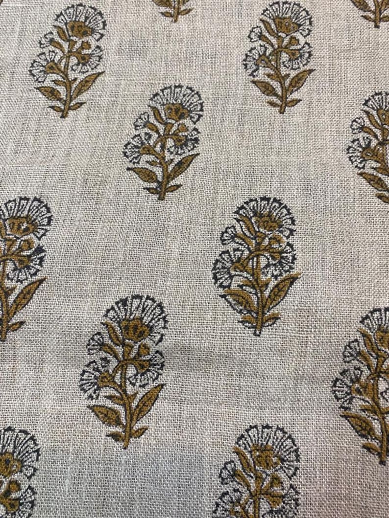 Naya Natural Buti Handloom Linen Fabric Linen Fabric Flower - Etsy