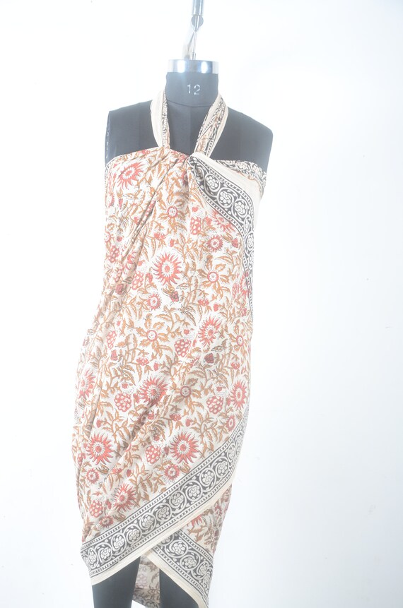 Cotton Block Print Scarf, Owl Scarf,  Valentines Day Gift, Women Sarong, Pareo,  Print Scarf, Cotton Scarf Wrap, Owl Scarf Valentines Scarf