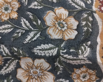 Indiase handblokdrukstof, Indiase linnen stof, blokprintstof, designer bloemendrukstof, bekledingsstof,