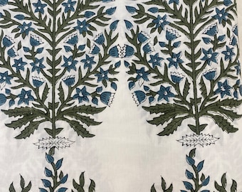 bloemenprint katoen stof blok print stof jurk plantaardig geverfd Indiase stof gewaad stof op maat gesneden dameskleding naaistof,