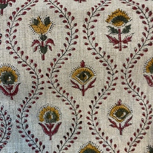 58" inches Indian Hand Block Print Fabric, Indian Linen Fabric, Block Print Fabric, Designer Floral Printing Fabric, Upholstery fabric,