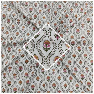 Beautiful Hand Block Printed Blue Fabric, Cotton Fabric, Indian Fabric, fabric by yard, Block Printed Cotton womens clothing robe