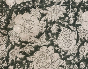 HUNNY || Indian Hand Block Print Fabric, Indian Linen Fabric, Block Print Fabric, Designer Floral Printing Fabric, Upholstery fabric, Pillow