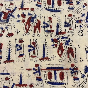 Beautiful Hand Block Printed Fabric, Cotton Fabric, Indian Fabric, fabric by yard, Block Printed Cotton womens clothing