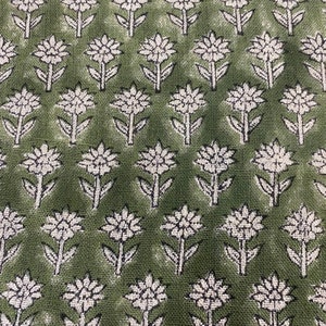 Tulsi Buti  Handloom Linen Fabric  Linen Fabric Flower Olive Green Colour Upholstery Fabric, Pillow Cover ,Thick Linen Fabric Natural Colour