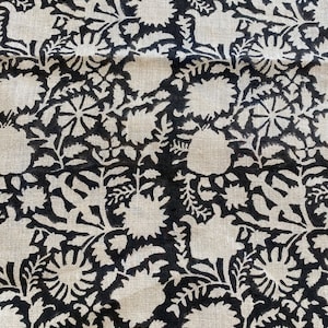 58&quot; inches Indian Hand Block Print Fabric, Indian Linen Fabric, Block Print Fabric, Designer Floral Printing Fabric, Upholstery fabric,
