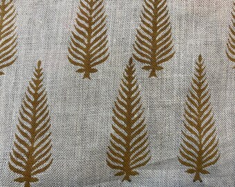 Block Print Fabric, Floral Print Linen, By the yards, Pillow Cover Fabric, For Table Cloth, Hand Woven Thick Linen Fabric For Upholstery