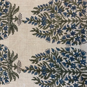 HENGEREYY// Indian Hand Block Print Fabric, Indian Linen Fabric, Block Print Fabric, Designer Floral Printing Fabric, Upholstery fabric,