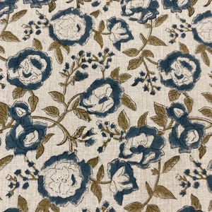 58" inches Hand Block Printed Linen Fabric , Home Decor Best Linen Fabric for decor, pillows ,upholstery, curtain