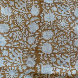 58&quot; inches Indian Hand Block Print Fabric, Indian Linen Fabric, Block Print Fabric, Designer Floral Printing Fabric, Upholstery fabric,