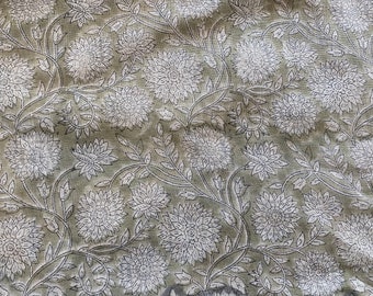 58 "pulgadas Indian Hand Block Print Fabric, Indian Linen Fabric, Block Print Fabric, Designer Floral Printing Fabric, Upholstery Fabric,
