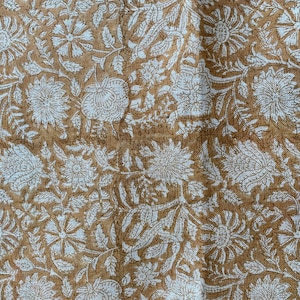 58&quot; inches Indian Hand Block Print Fabric, Indian Linen Fabric, Block Print Fabric, Designer Floral Printing Fabric, Upholstery fabric,