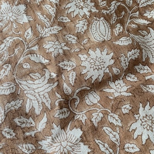 KADU JALL// Indian Hand Block Print Fabric, Indian Linen Fabric, Block Print Fabric, Designer Floral Printing Fabric, Upholstery fabric,