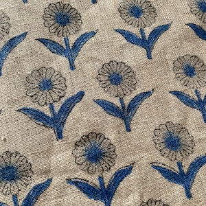58&quot; inches Indian Hand Block Print Fabric, Indian Linen Fabric, Block Print Fabric, Designer Floral Printing Fabric, Upholstery fabric,