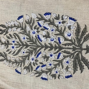 Flower Heavy linen fabric designer Indian hand block print heavy fabric pillowcases thick linen upholstery block printing art table