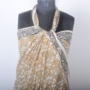 Hand Block Print Scarves Indian Cotton Sarong Decorative Handmade Cotton Beach Pareo, Printed Sarong