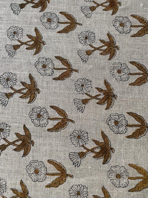 Handloom linen fabric designer indian hand block print heavy fabric pillowcases thick linen upholstery block printing art table cover