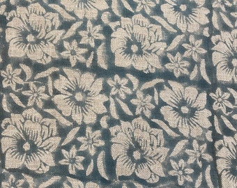 ZAFFRA || Indian Hand Block Print Fabric, Indian Linen Fabric, Block Print Fabric, Designer Floral Printing Fabric, Upholstery fabric,