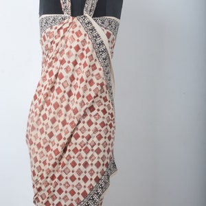 Block Print Scarves, Indian Cotton Sarong, Decorative Handmade Cotton, Beach Pareo, Printed Sarong, Organic cotton sarong, natural colour