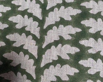 JHADDI // Block Print Stoff, Leinen mit Blumendruck, Meterware, Kissenbezug, Für Tischdecke, Handgewebter dicker Leinenstoff