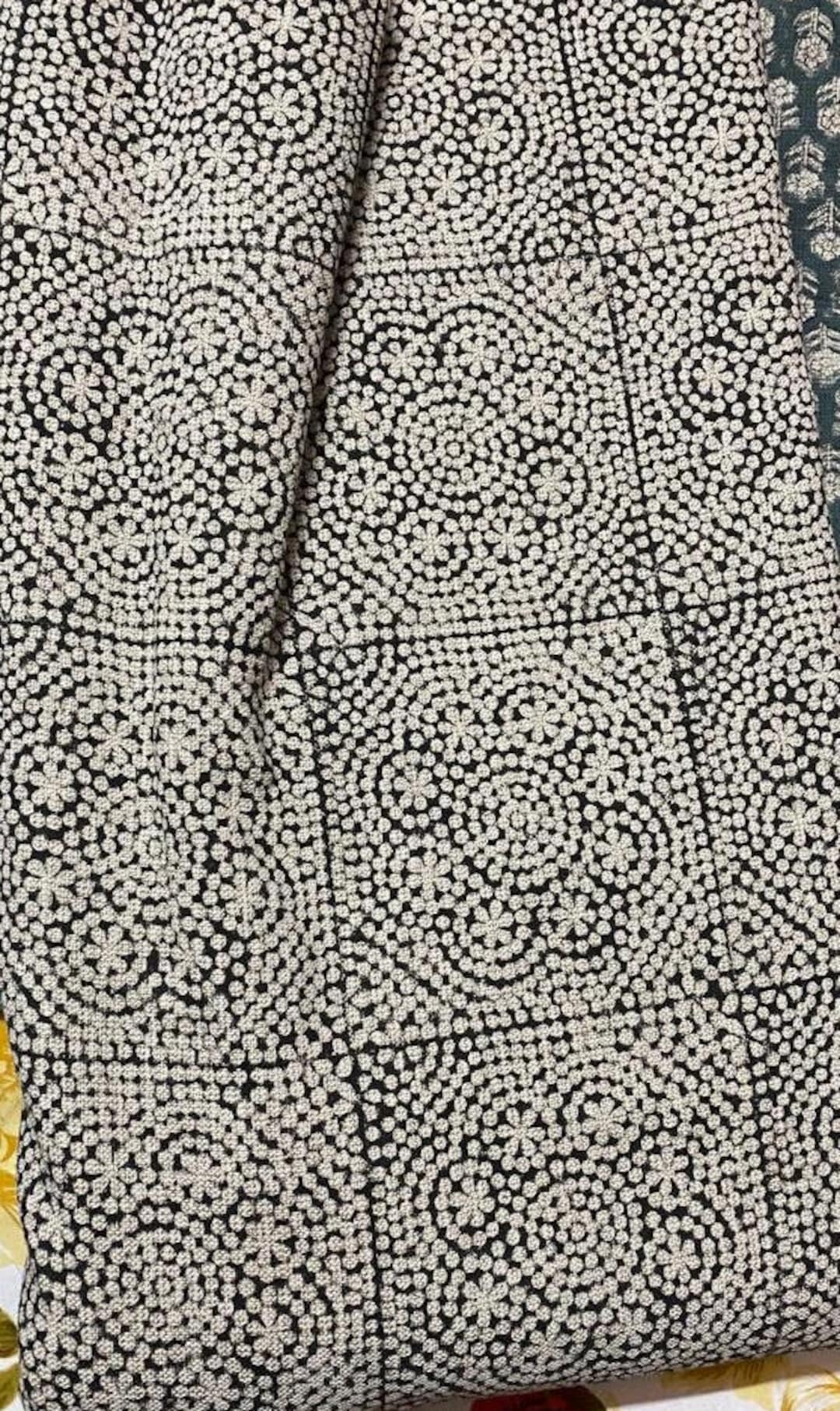 Block Print Handloom Linen Fabric Heavy Linen Fabric Black Dot Print - Etsy