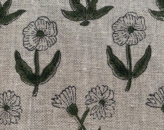 Handloom linen fabric designer indian hand block print heavy fabric pillowcases thick linen upholstery block printing art table cover