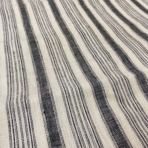 Charcoal and White Ticking Stripe Upholstery Fabric // Stripe ...