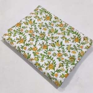 Multicolor Floral Print Block Print Fabric 100% Cotton Indian Fabric, Hand Printed Natural Vegetable Dye Soft Cotton Woman Dress Fabric