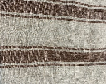 Browne  Ticking Stripe Upholstery Fabric//Stripe Upholstery Fabric// Browne and white Fabric by the Yard, Pillow cover, drapes use