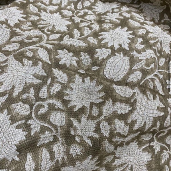 58" inches Wide Block Print Handloom Linen Fabric Upholstery Fabric, Pillow Cover Fabric, Curtains ,Craft Use Fabric, Home Decor fabric,