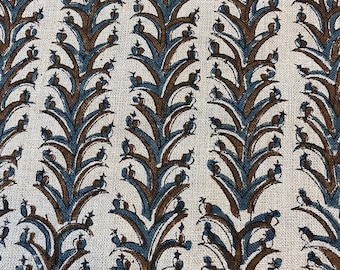 VEERA//Tela india con estampado de bloques a mano, tela de lino india, tela con estampado de bloques, tela con estampado floral de diseñador, tela para tapicería,