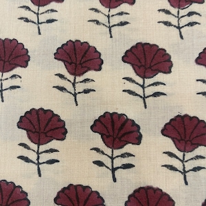 Hand block print, floral print, soft cotton fabric, Fabric modern floral fabric Indian print fabric womens dress fabric, Home Decor Fabric,