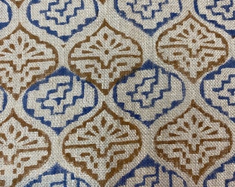 ANDERIA// Tejido estampado a mano en bloque de la India, Tejido de lino de la India, Tejido estampado en bloque, Tejido estampado floral de diseñador, Tejido de tapicería,
