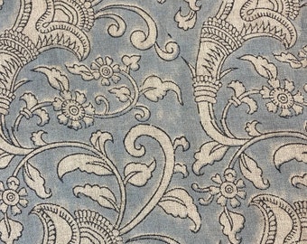 58" inches Hand Block Printed Linen Fabric , Home Decor Best Linen Fabric for decor, pillows ,upholstery, curtain