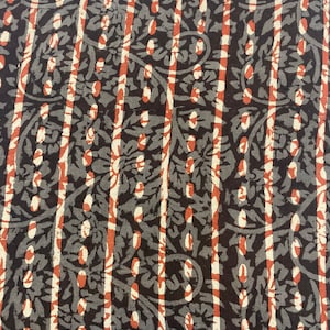 Beau tissu imprimé à la main, tissu de coton, tissu indien, tissu par cour, vêtements pour femmes en coton imprimé en bloc