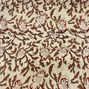 Beautiful Hand Block Printed Fabric, Cotton Fabric, Indian Fabric, fabric by yard, Block Printed Cotton womens clothing