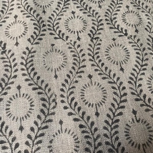 Sahara Motif Handloom Linen Fabric Linen Fabric Flower Gray  Colour Upholstery Fabric, Pillow Cover ,Thick Linen Fabric, Home decor Fabric,