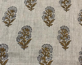 Naya Natural Buti Handloom Leinenstoff Leinenstoff Blumen Senf Farbe Polsterstoff, Kissenbezug, Dicker Leinenstoff