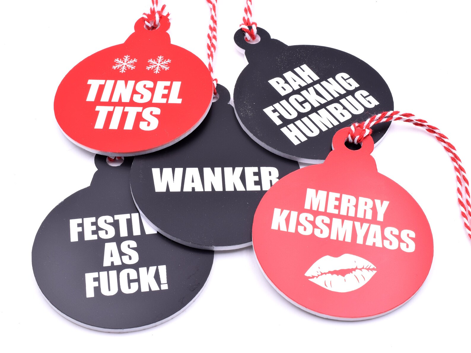 Set of 5 Naughty / Rude Christmas Tree Decoration Baubles Etsy
