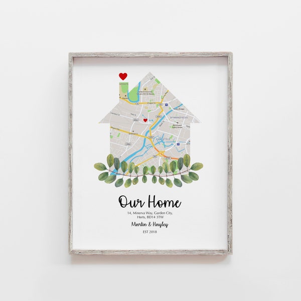 Custom Home Print, Gift for Couple, Gift for Family, New Home, Personalised Print, Custom Home Decor, New Home Gift, Housewarming Gift Map