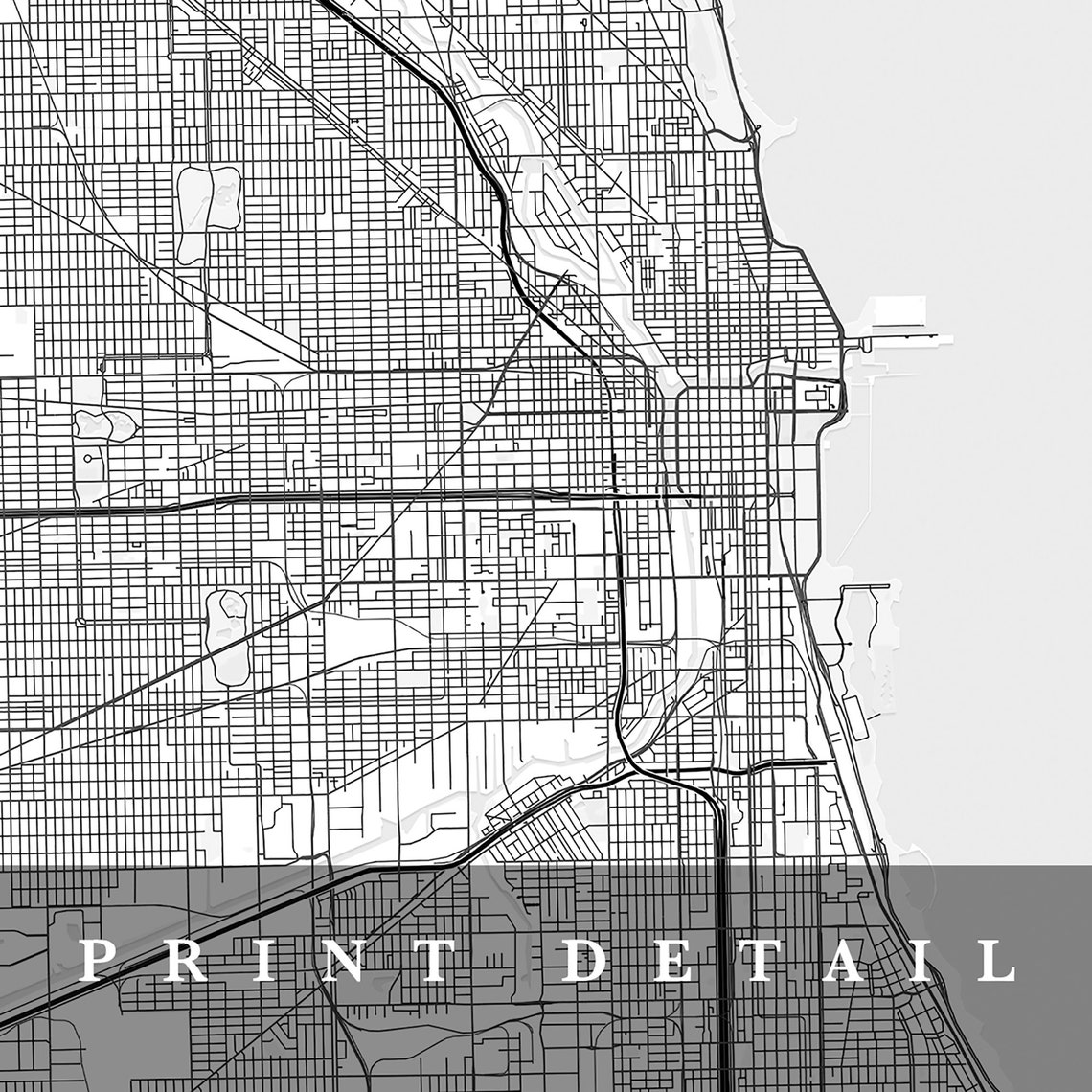 Impresión del mapa de la ciudad de Chicago Regalo del Etsy